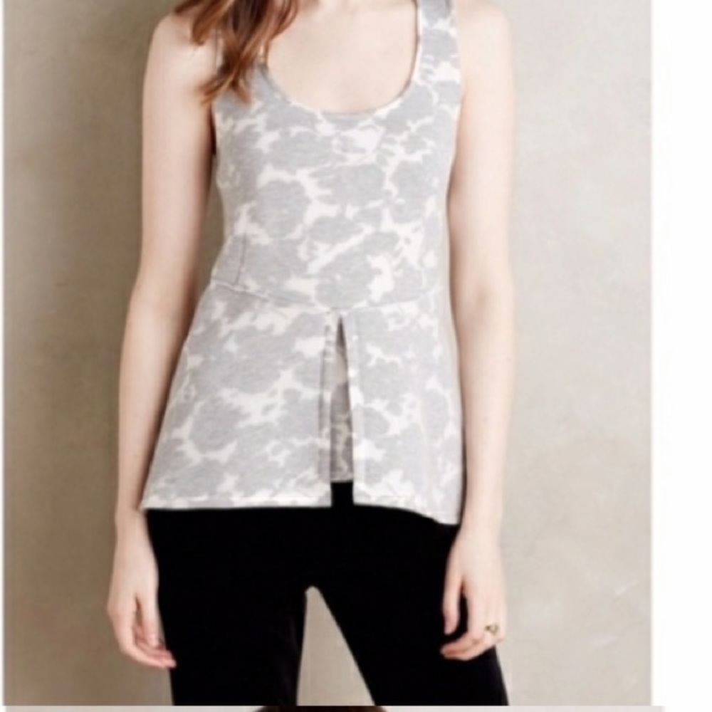 Anthropologie peplum top NWT grey white floral akemi kin